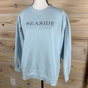 The Seaside Style Sweatshirt Women Medium Pastel Blue USA Made Pullover